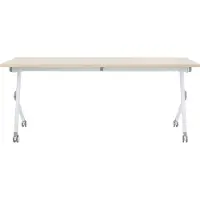 Beliani BENDI - Inklapbaar bureau - Lichthout/Wit - 180 x 60 cm - Staal
