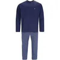 Hajo Blauwe heren pyjama blokjesdesign | Maat 54