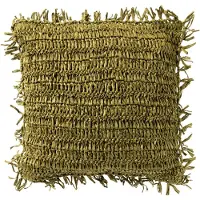 Dutch decor - ANTONIO - Kussenhoes 45x45 cm - effen kleur met raffia - Olive Branch - groen