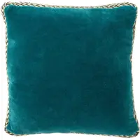 Dutch decor - MANOE - Kussenhoes 45x45 cm - effen kleur - met rand van jute - Deep Lake - petrol