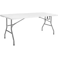 Springos Klaptafel Vouwtafel Kampeertafel Inklapbaar Draagbaar 180 x 75 cm Wit/Grijs