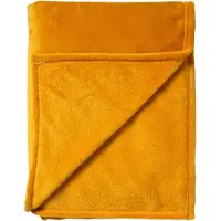 Dutch decor - CHARLIE - Plaid 200x220 cm - extra grote fleece deken - effen kleur - Golden Glow - geel