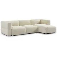 Livin24 Scandinavische hoekbank Karla off white rechts 3-zits