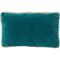 Dutch decor - MANOE - Kussenhoes 30x50 cm - effen kleur - met rand van jute - Deep Lake - blauw