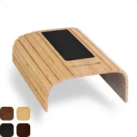 Tuko Armleuning Dienblad - Naturel - Duurzaam bamboe - Flexibel - Anti slip - Telefoonhouder - Beschermende coating - Organizer - Bank - Zetel - Sofa - Banktafel