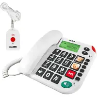 Maxcom KXT481 SOS, Analoge telefoon, Headset met kabel, Luidsprekerfunctie, Identificatie van het nummer, Wit