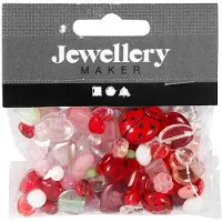 Creativ Company Glazen kralen divers lieveheerstbeestje, hart, blaadjes, 60 gram