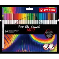 Stabilo Pen 68 Brush - Premium Brush Viltstift - Met Flexibele Penseelpunt - ARTY Etui Met 30 Verschillende Kleuren