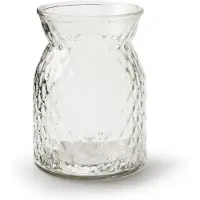 Merkloos Bloemenvaas - helder bewerkt/transparant glas - H16 x D12 cm - Vazen