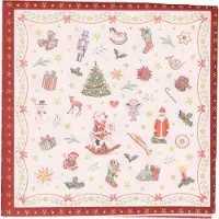 Ambiente Kerstservetten - 40x - gedecoreerd - rood - 33 x 33 cm - 3 laags - kerst thema - Papieren kerstservetten - Papieren wegwerpservetten 3-laags