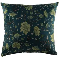 Tiseco - Kussen (gevuld) - Bloementekening print - 45x45 cm, groen