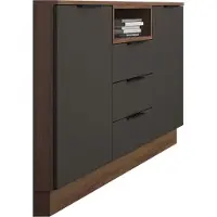 Feldmann-Wohnen Dressoir Alicante, commode, 180x35x83 cm, walnoot, zwartgrijs