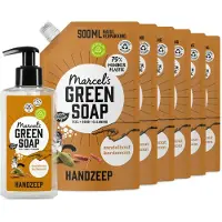 Marcel's Green Soap Handzeep Sandelhout & Kardemom 250 Ml + 6 Navullingen Pakket