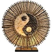 WORU Tafellamp Ying Yang Batur, hout donker, Woon-/ Eetkamer, Steen, Design, tafellamp