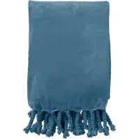 Dutch decor - FLORIJN - Plaid 150x200 cm - grote fleece plaid met flosjes - Provincial Blue - blauw