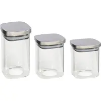 Gerimport Set van 3x keuken voedsel opslag voorraadpotten glas in 3 formaten - Voorraadpot