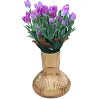 Countryfield Bloemenvaas Royal Wave - transparant glas - lichtbruin - D20 x H22 cm - vaas - Vazen