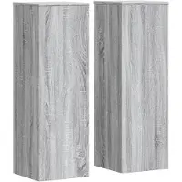 vidaXL Plantenstandaards 2 st 33x33x100 cm bewerkt hout grijs sonoma