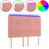 vidaXL Hoofdbord LED 144x5x118/128 cm fluweel zwart