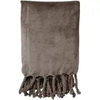 Dutch decor - FLORIJN - Plaid 150x200 cm - grote fleece plaid met flosjes - Driftwood - taupe