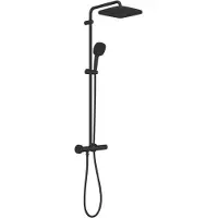 GROHE Regendouche Vitalio Comfort System - Met Thermostatische Kraan - Zwart - Vierkant - Met Handdouche - 15cm Hartafstand - 2-straals