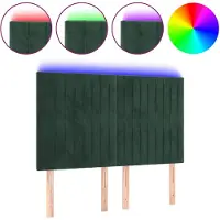 vidaXL Hoofdbord LED 144x5x118/128 cm fluweel donkergroen