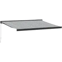 vidaXL Luifel uittrekbaar 4x3 m stof en aluminium antraciet en wit