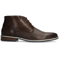 Manfield Bruine leren veterboots | Maat 40