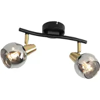 QAZQA Art Deco plafondlamp zwart met smoke glas 2-lichts - Vidro