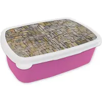 MuchoWow Broodtrommel Roze - Lunchbox Mondriaan - Kunst - Oude meesters - Tableau I - Brooddoos 18x12x6 cm - Brood lunch box - Broodtrommels voor kinderen en volwassenen