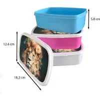 MuchoWow Broodtrommel Blauw - Lunchbox Leeuw - Leeuwenkop - Wilde dieren - Bloemen - Brooddoos 18x12x6 cm - Brood lunch box - Broodtrommels voor kinderen en volwassenen