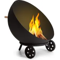 Blumfeldt Vuurschaal, Outdoor stalen vuurschaal groot voor balkon & camping, Mobiele vuurschaal 70 cm, Draagbare vuurschalen met wielen, Weerbestendige vuurschaal voor de tuin, Ronde vuurhaard