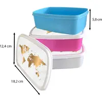 MuchoWow Broodtrommel Wit - Lunchbox Wereldkaart - Goud - Marmerlook - Luxe - Design - Brooddoos 18x12x6 cm - Brood lunch box - Broodtrommels voor kinderen en volwassenen