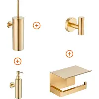 Guido Gusto Toilet accessoires set Mat goud design met zeepdispenser