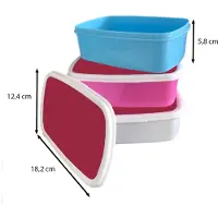 MuchoWow Broodtrommel Roze - Lunchbox Rood - Effen kleur - Brooddoos 18x12x6 cm - Brood lunch box - Broodtrommels voor kinderen en volwassenen