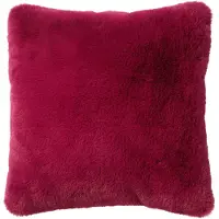 Dutch decor - ZAYA - Sierkussen 45x45 cm - bontlook - effen kleur - Red Plum - roze
