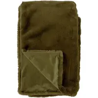 Dutch decor - ZINZI - Plaid 140x180 cm - bontlook - effen kleur - Military Olive - groen