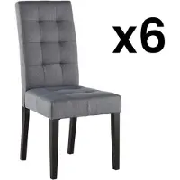 Vente-unique Set van 6 stoelen VILLOSA - grijze stof & donker houten poten