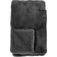 Dutch decor - ZINZI - Plaid 140x180 cm - bontlook - effen kleur - Charcoal Gray - antraciet