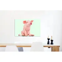 MuchoWow Wanddecoratie Metaal - Aluminium Schilderij Industrieel - Varken - Roze - Stopcontact - Dieren - 90x60 cm - Dibond - Foto op aluminium - Industriële muurdecoratie - Voor de woonkamer/slaapkamer