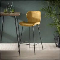Meubelplaats Barstoel Justin velvet - Goud | - barstoelen set van 4