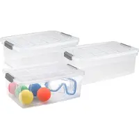PlasticForte Opslag/opberg bak/box met deksel - 10x - kunststof - 37 x 26 x 14 cm - transparant - 9 liter