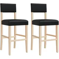vidaXL Barstoelen 2 st massief rubberhout en kunstleer