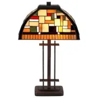 ARTISTAR Tiffany tafellamp Mosaica, multicolor, Woon-/ Eetkamer, Glas, Tiffany, tafellamp