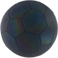 24.Se Lichtgevende Voetbal - Bal Maat 5 - Speelbal Holografisch/ Reflecterend - Voetbal Trainingsmateriaal - voor Binnen en Buiten Gebruik - Kinderen en Volwassenen - Nylon - Zwart