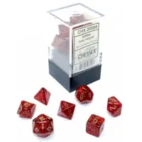 Chessex Mini Polydice Dobbelsteen Set Rood/Goud (7 stuks)