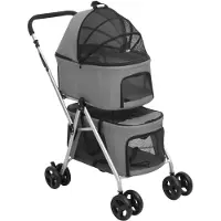 vidaXL Hondenwagen 2-laags inklapbaar 83x48x97 cm oxford stof grijs