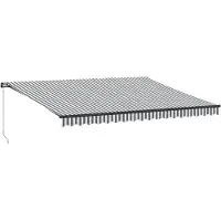 vidaXL Luifel handmatig uittrekbaar en LED 450x350 cm antraciet en wit