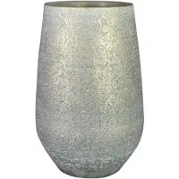 Ter Steege Bloempot/plantenpot hoog - binnen - metallic zilvergrijs - D23/H36 cm - keramiek - Plantenpotten