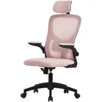 ML-Design Ergonomische bureaustoel roze netstof met verstelbare hoofdsteun en wielen ML design